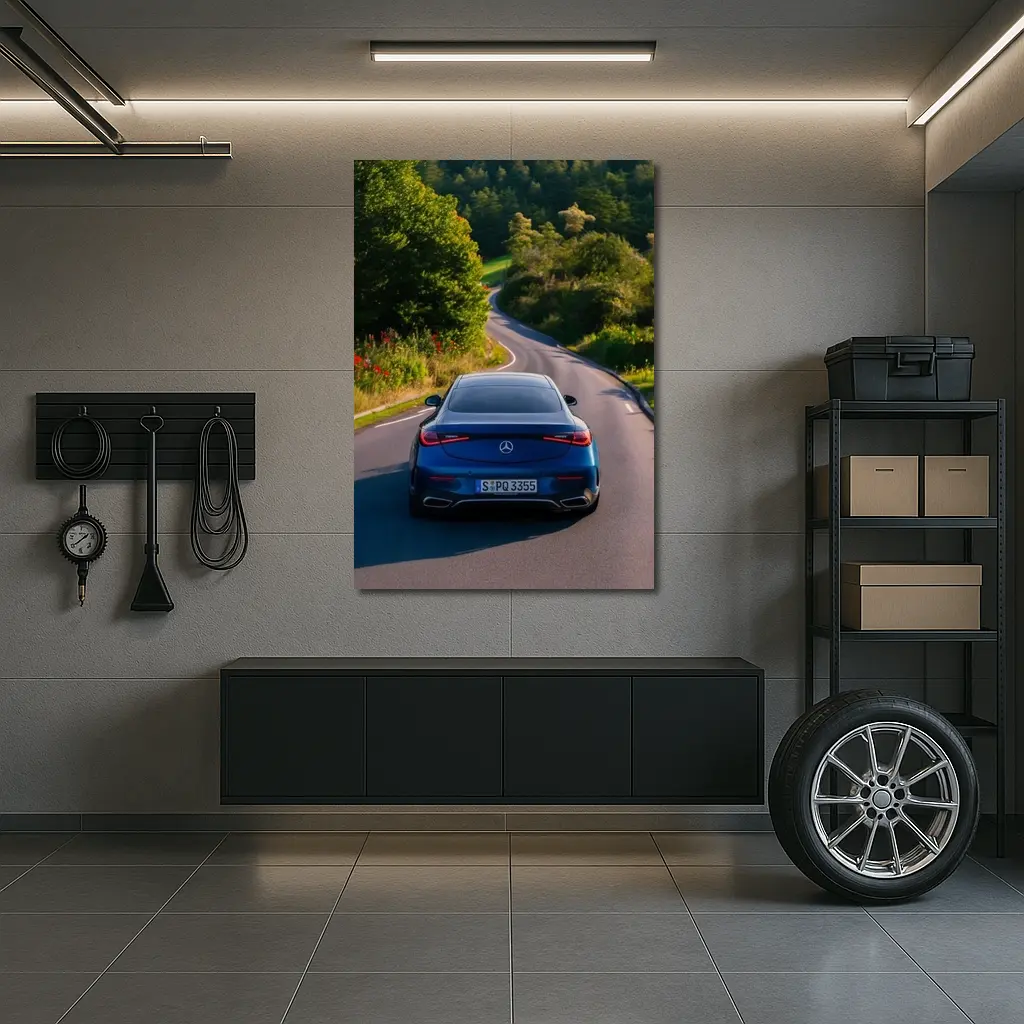 Mercedes CLS Blue Coupe Country Road Drive – Wall Art