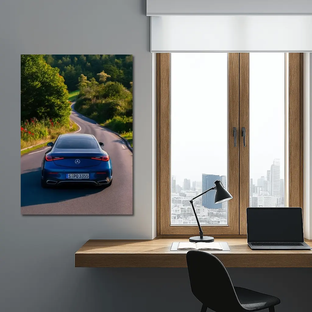 Mercedes CLS Blue Coupe Country Road Drive – Wall Art