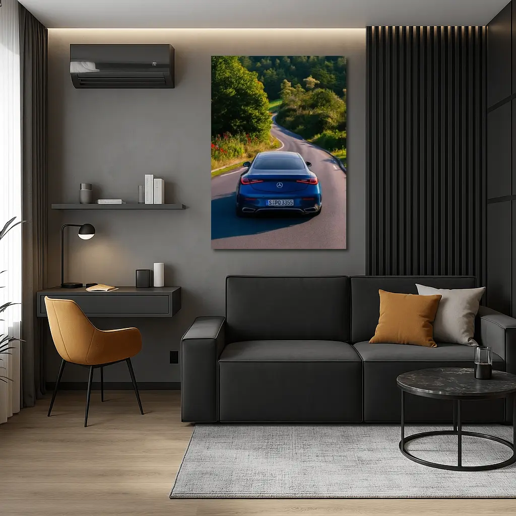 Mercedes CLS Blue Coupe Country Road Drive – Wall Art