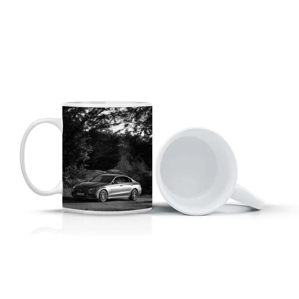 Mercedes AMG C Class Black White Nature – Mugs