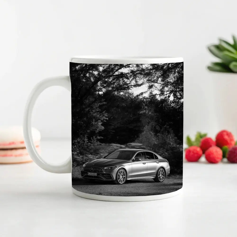 Mercedes AMG C Class Black White Nature – Mugs
