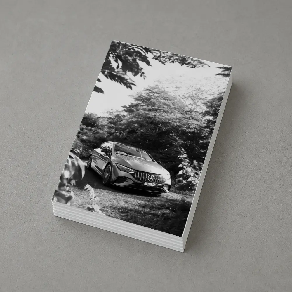 Mercedes AMG EQE Black White Forest Setting – Postcards
