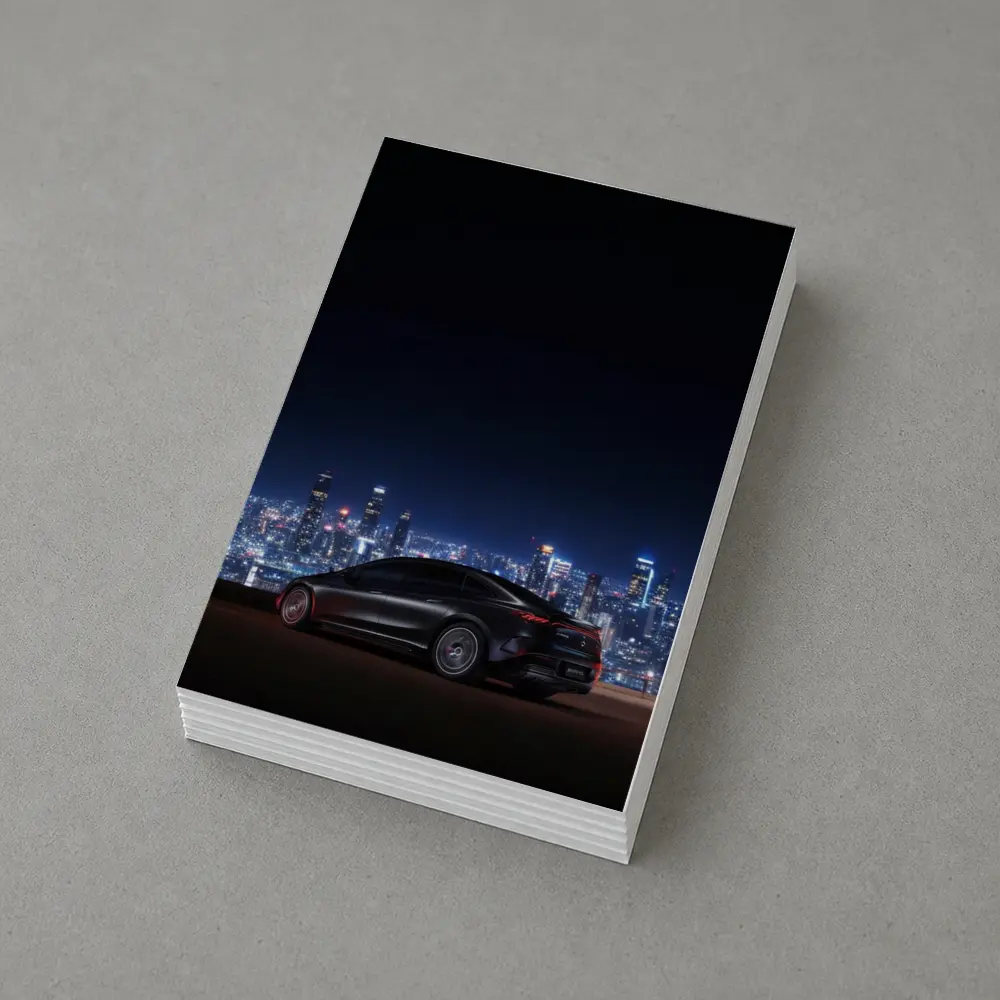 Mercedes AMG EQS Night City Skyline – Postcards