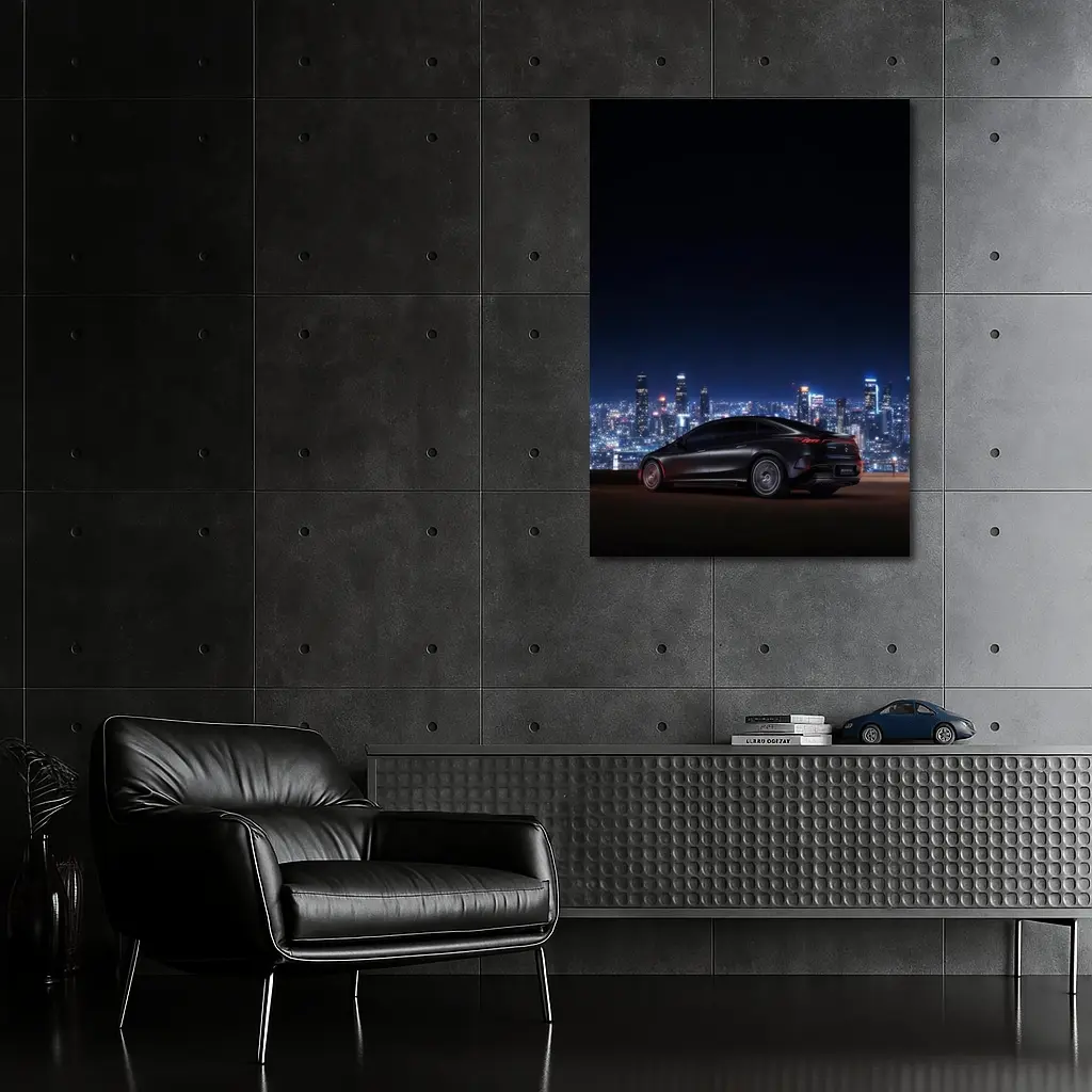 Mercedes AMG EQS Night City Skyline – Wall Art