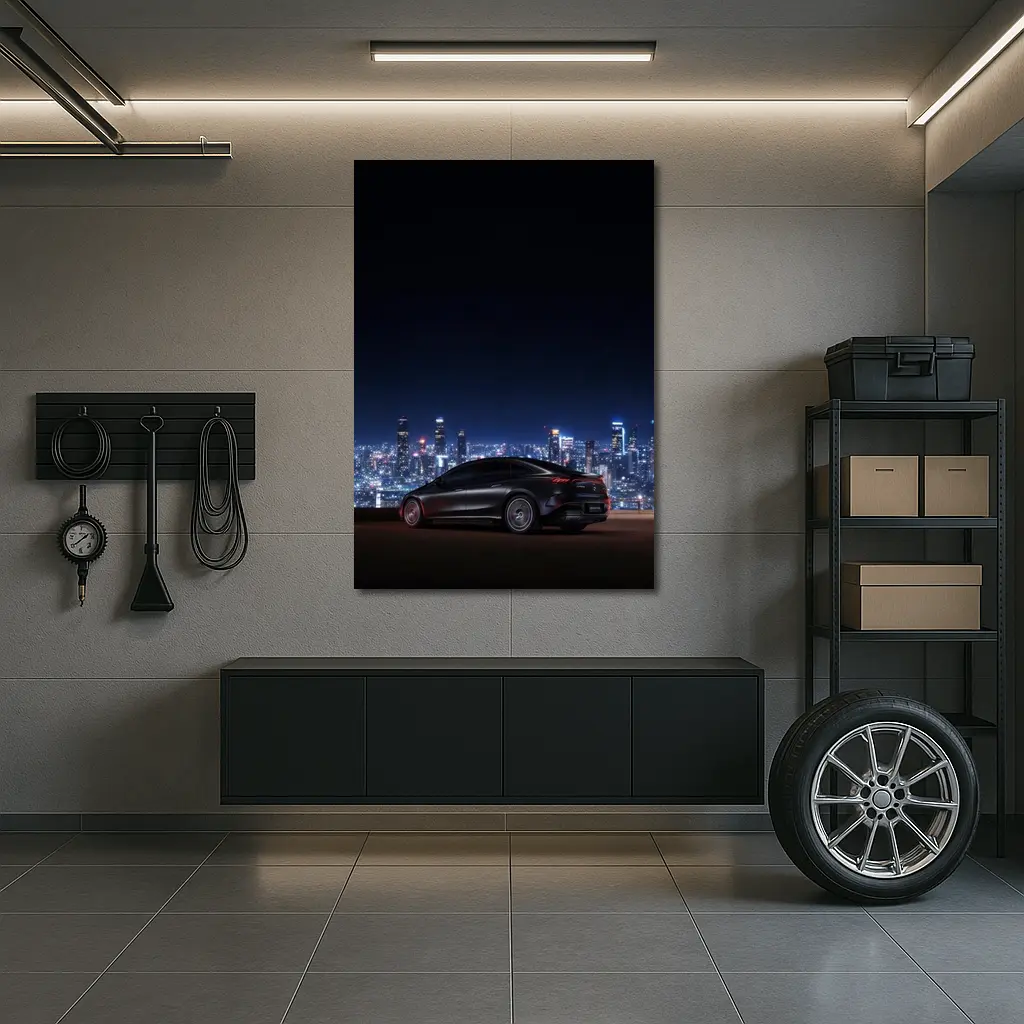 Mercedes AMG EQS Night City Skyline – Wall Art