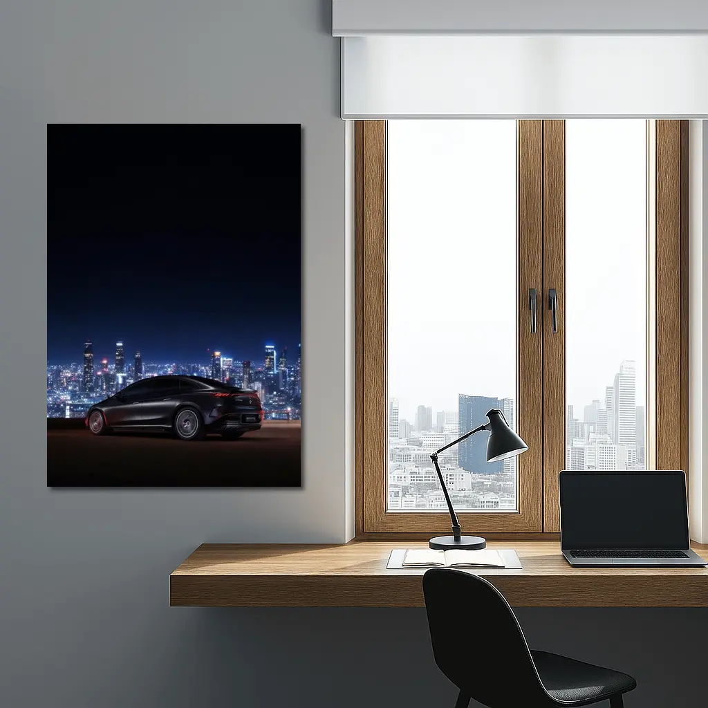 Mercedes AMG EQS Night City Skyline – Wall Art