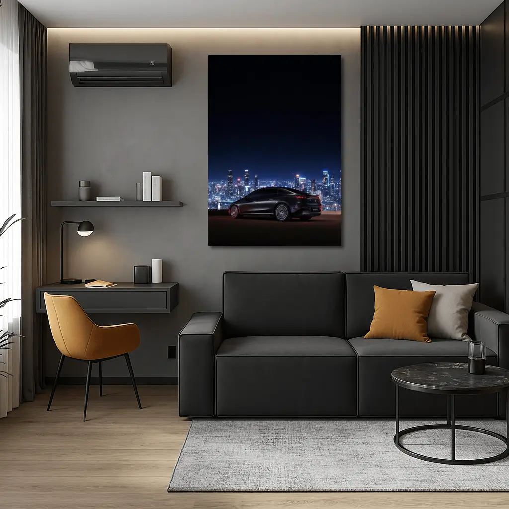 Mercedes AMG EQS Night City Skyline – Wall Art