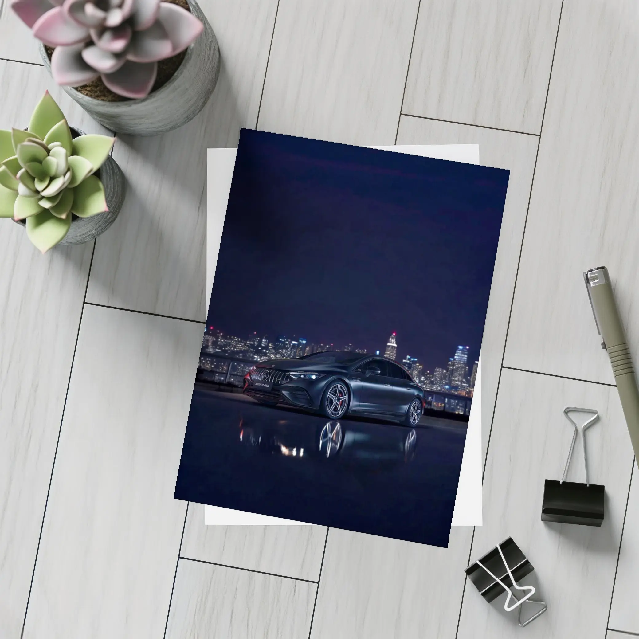 Mercedes AMG Dark Sedan City Night – Postcards