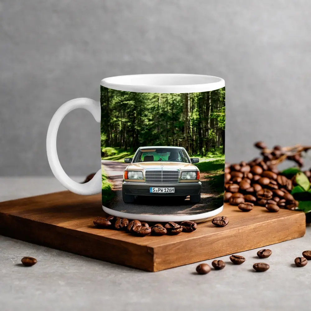 Mercedes S Class Classic Car Forest Road – Mugs