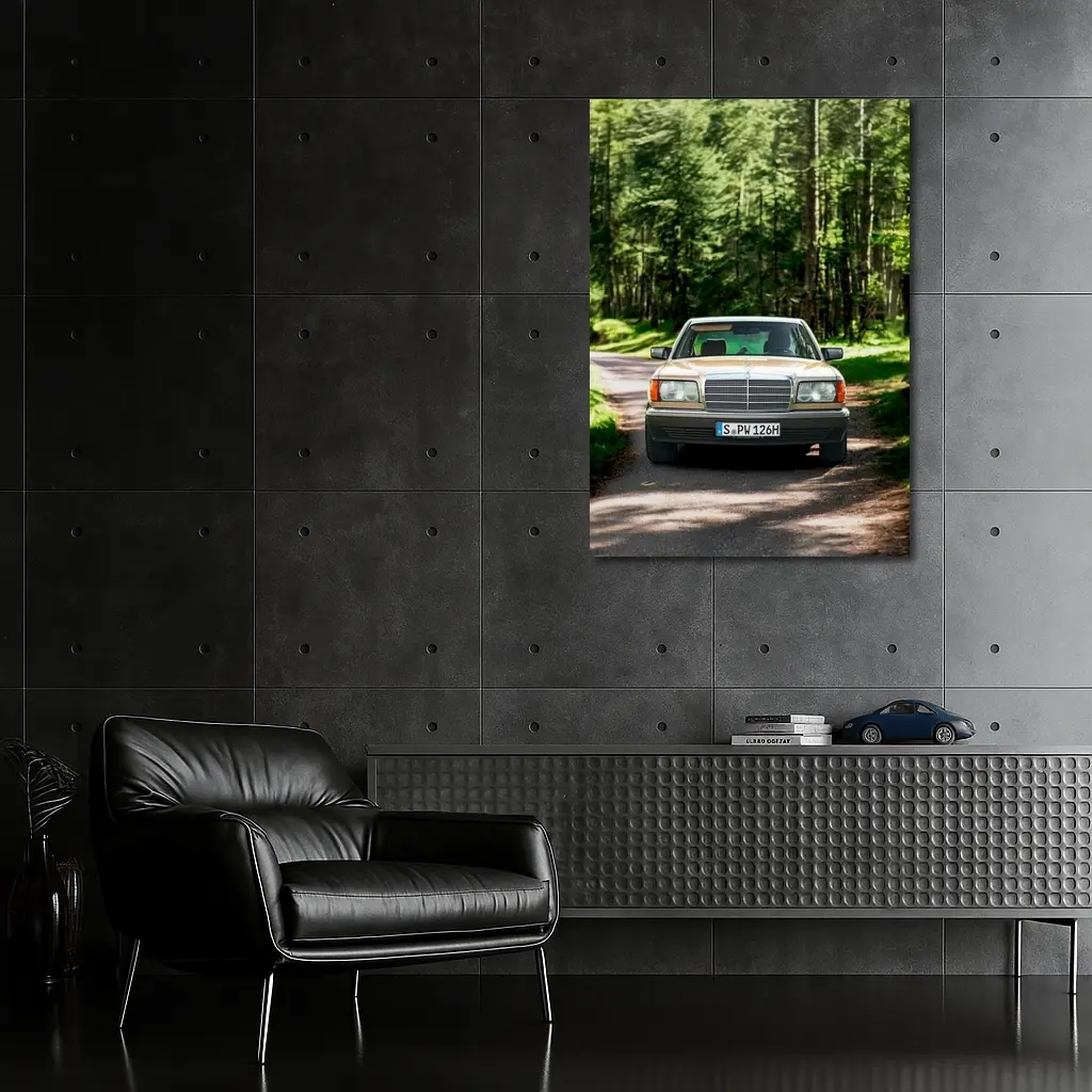 Mercedes S Class Classic Car Forest Road – Wall Art