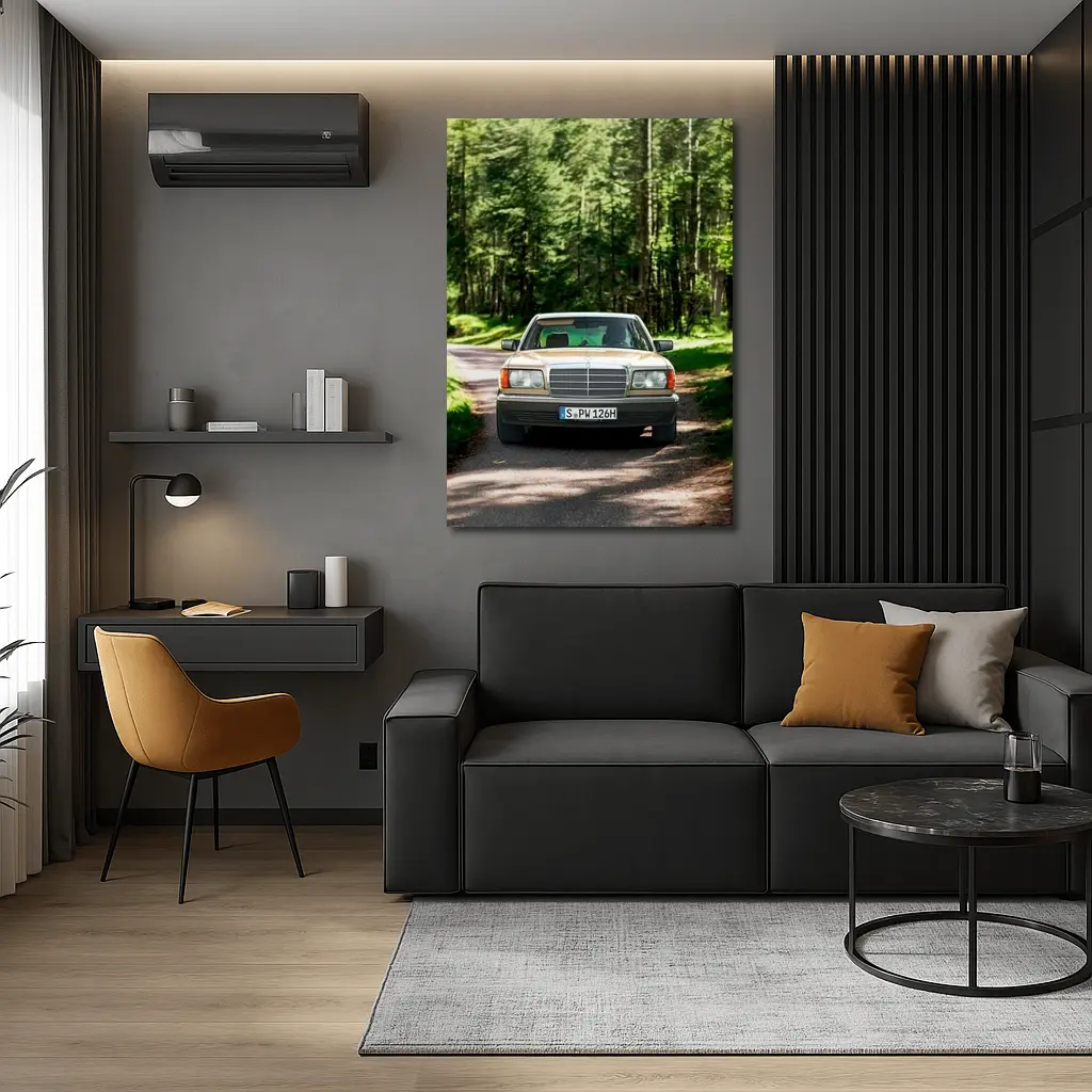 Mercedes S Class Classic Car Forest Road – Wall Art
