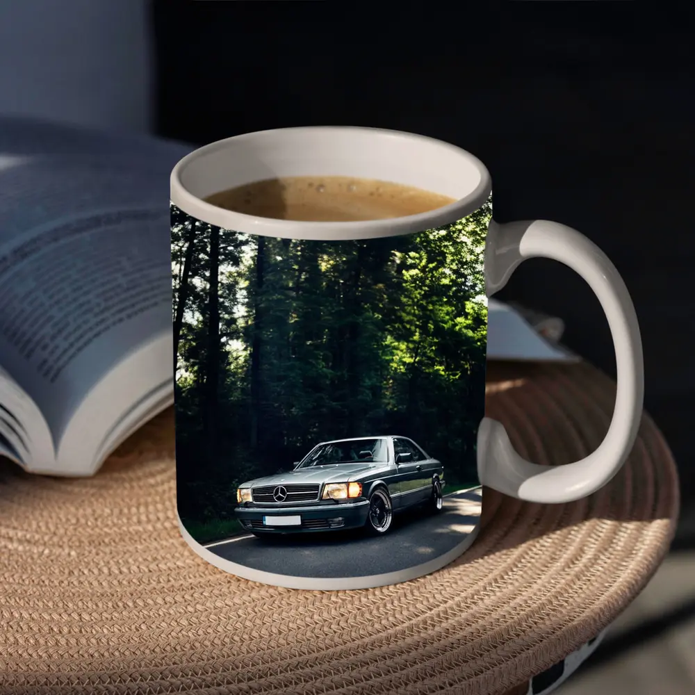 Mercedes Classic Coupe Parked In Forest – Mugs