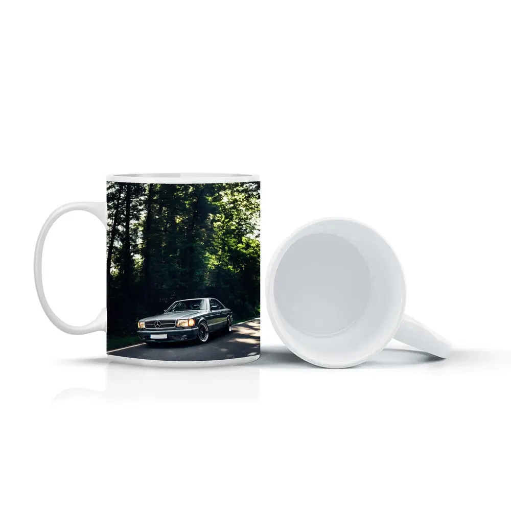 Mercedes Classic Coupe Parked In Forest – Mugs