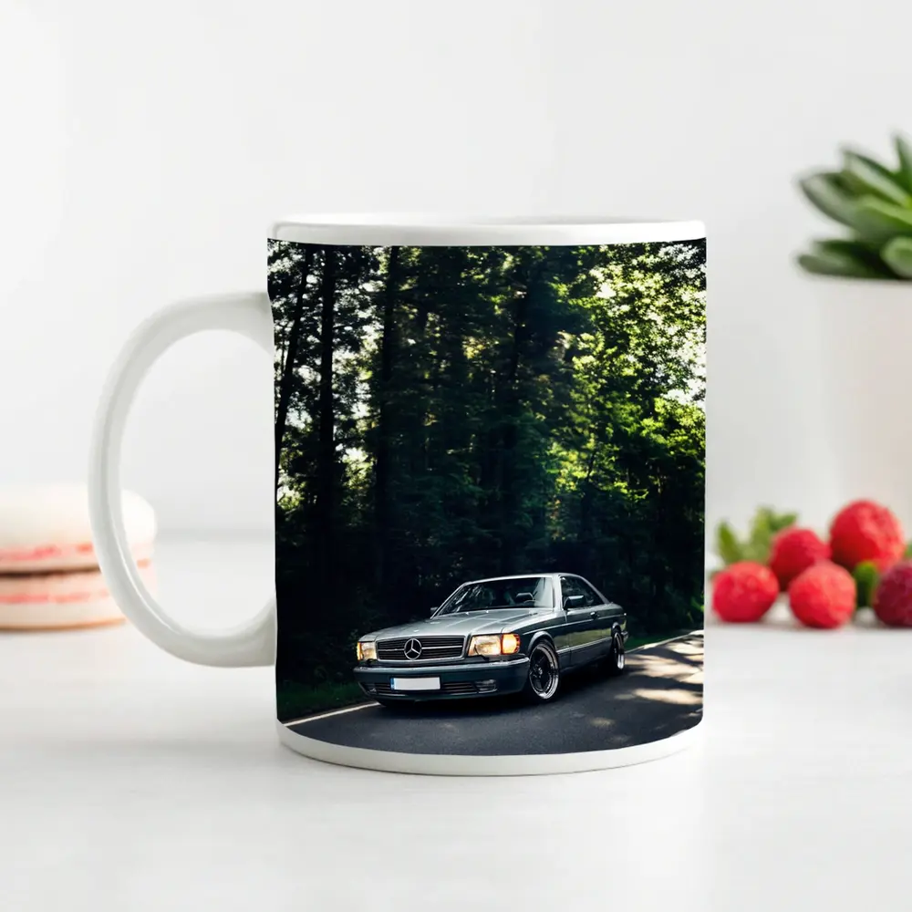 Mercedes Classic Coupe Parked In Forest – Mugs