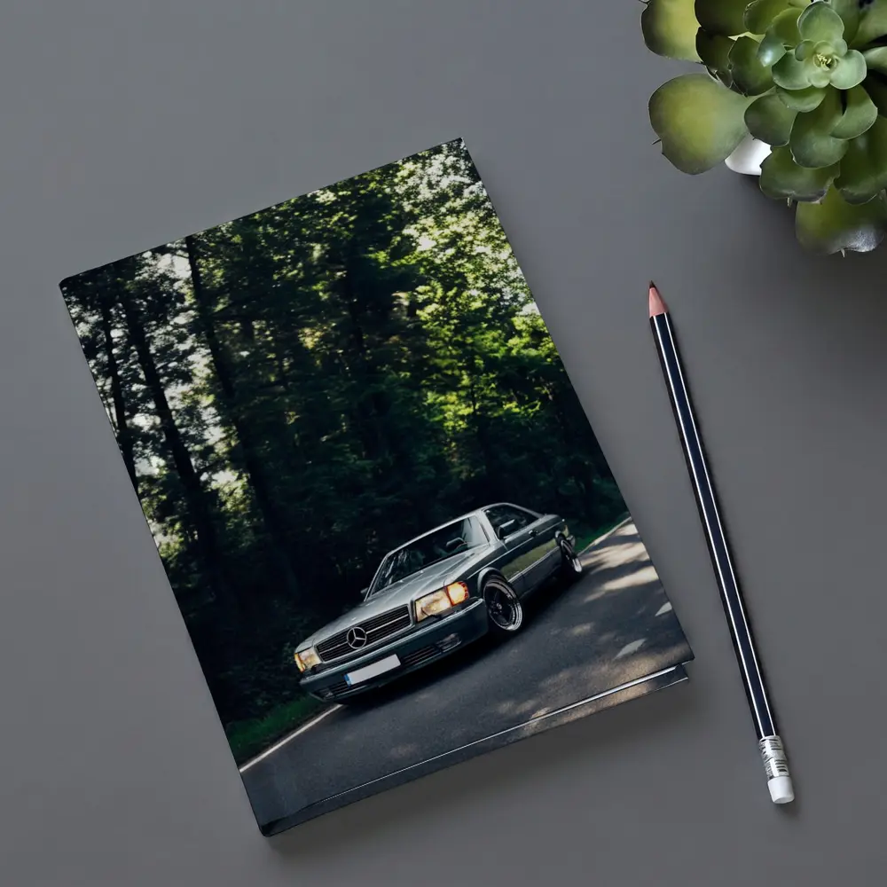 Mercedes Classic Coupe Parked In Forest – Notebooks