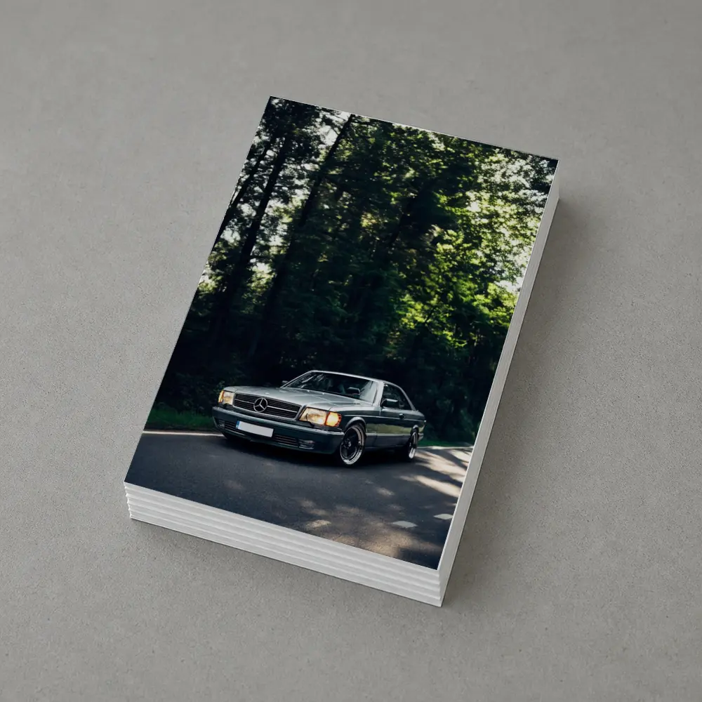 Mercedes Classic Coupe Parked In Forest – Postcards