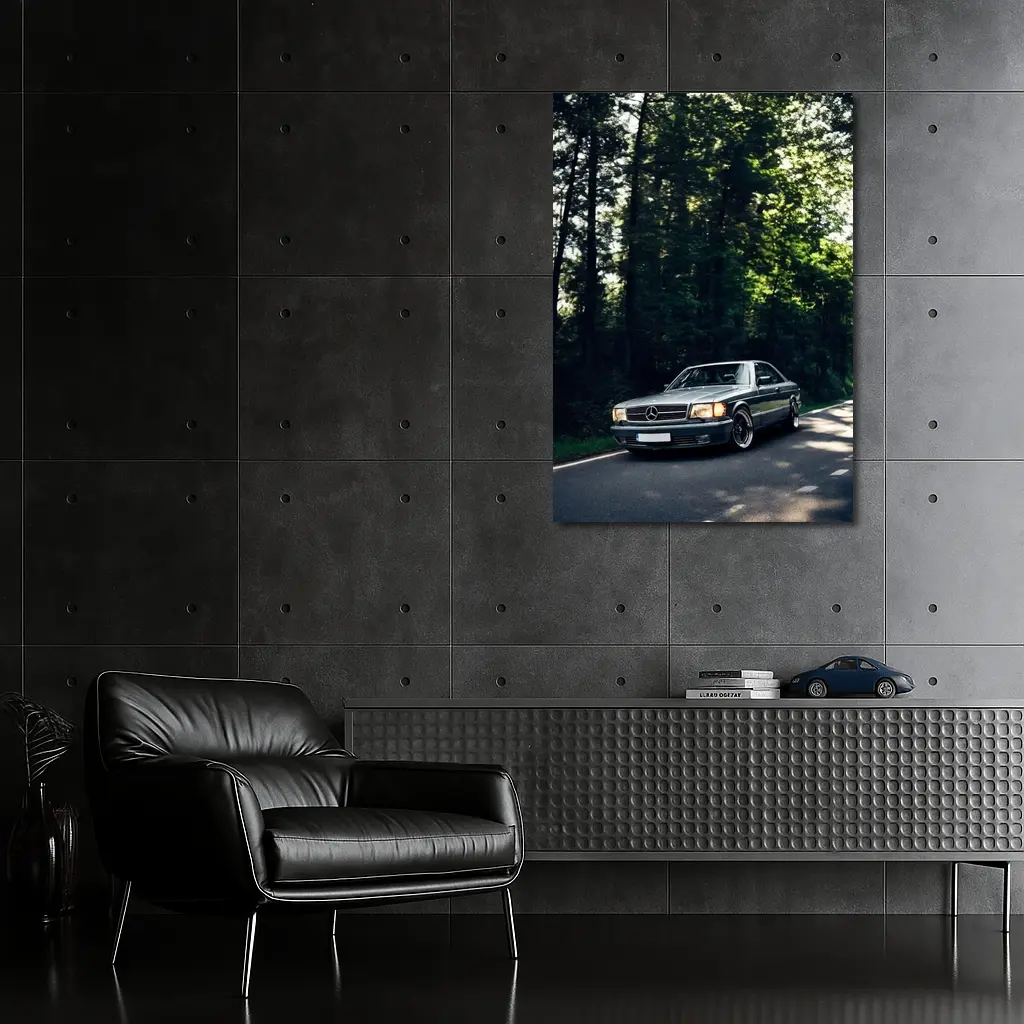 Mercedes Classic Coupe Parked In Forest – Wall Art