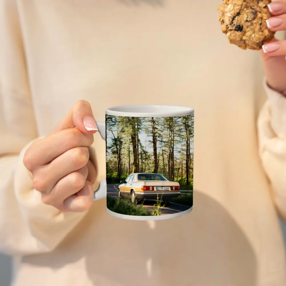 Mercedes S Class Classic Car Forest Road – Mugs