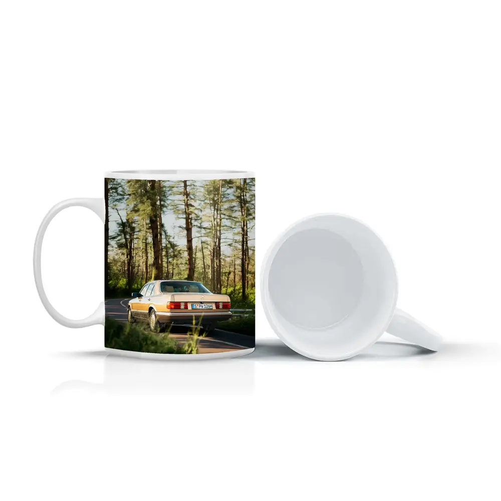 Mercedes S Class Classic Car Forest Road – Mugs