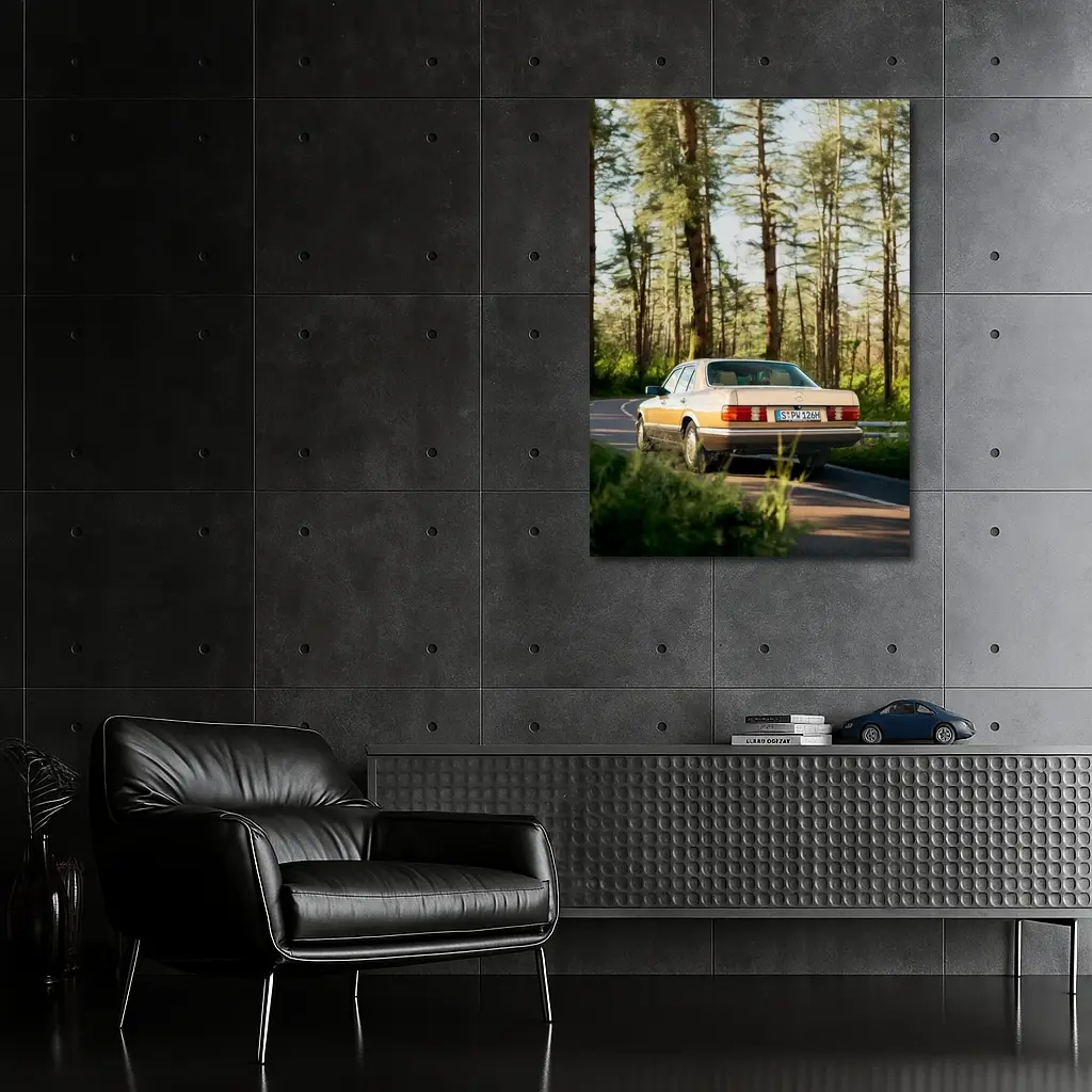 Mercedes S Class Classic Car Forest Road – Wall Art