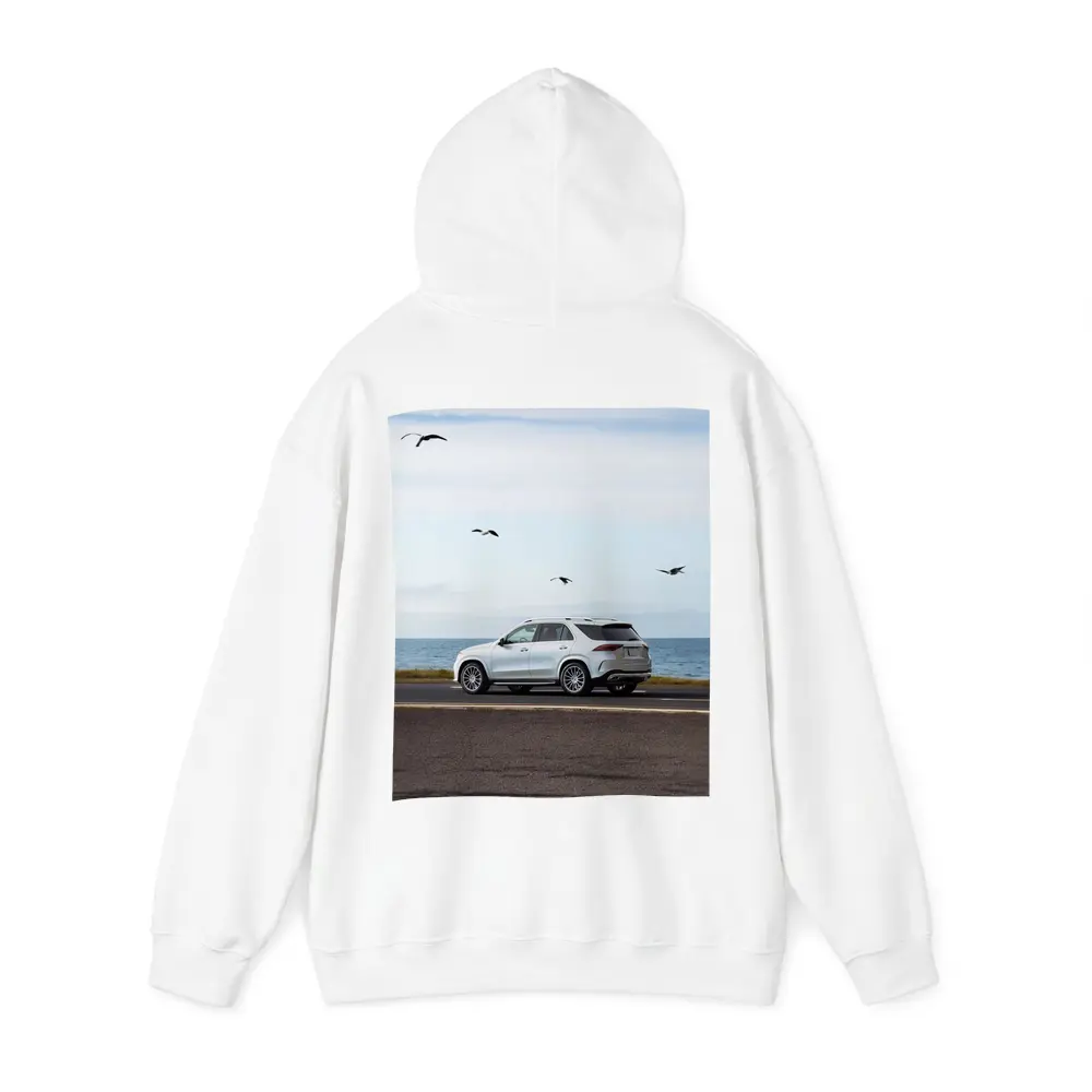 Mercedes GLE White SUV Coastal Road Drive – Hoodies
