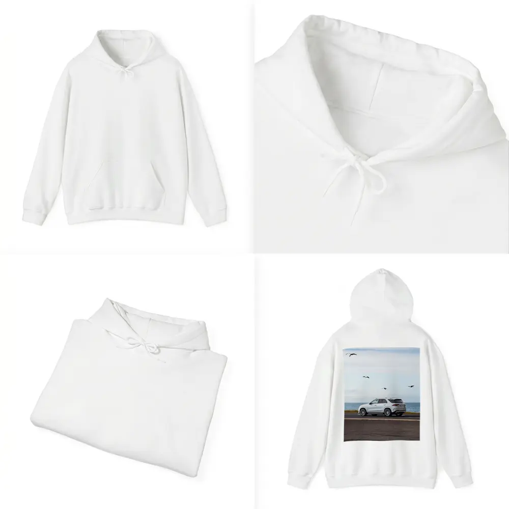 Mercedes GLE White SUV Coastal Road Drive – Hoodies
