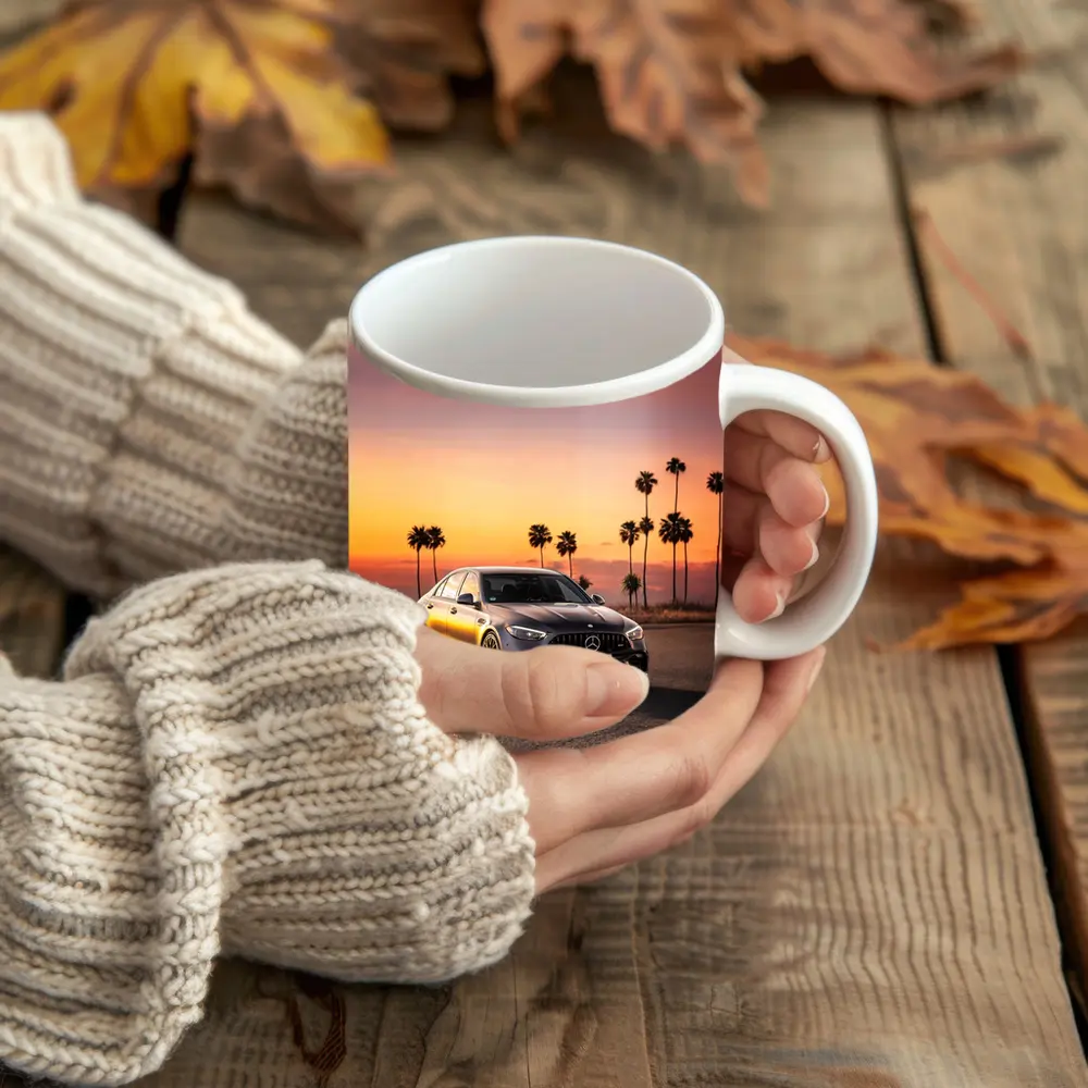 Mercedes AMG C63 Sunset Palm Trees – Mugs