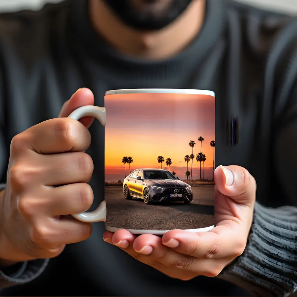 Mercedes AMG C63 Sunset Palm Trees – Mugs