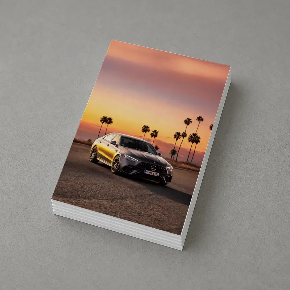 Mercedes AMG C63 Sunset Palm Trees – Postcards