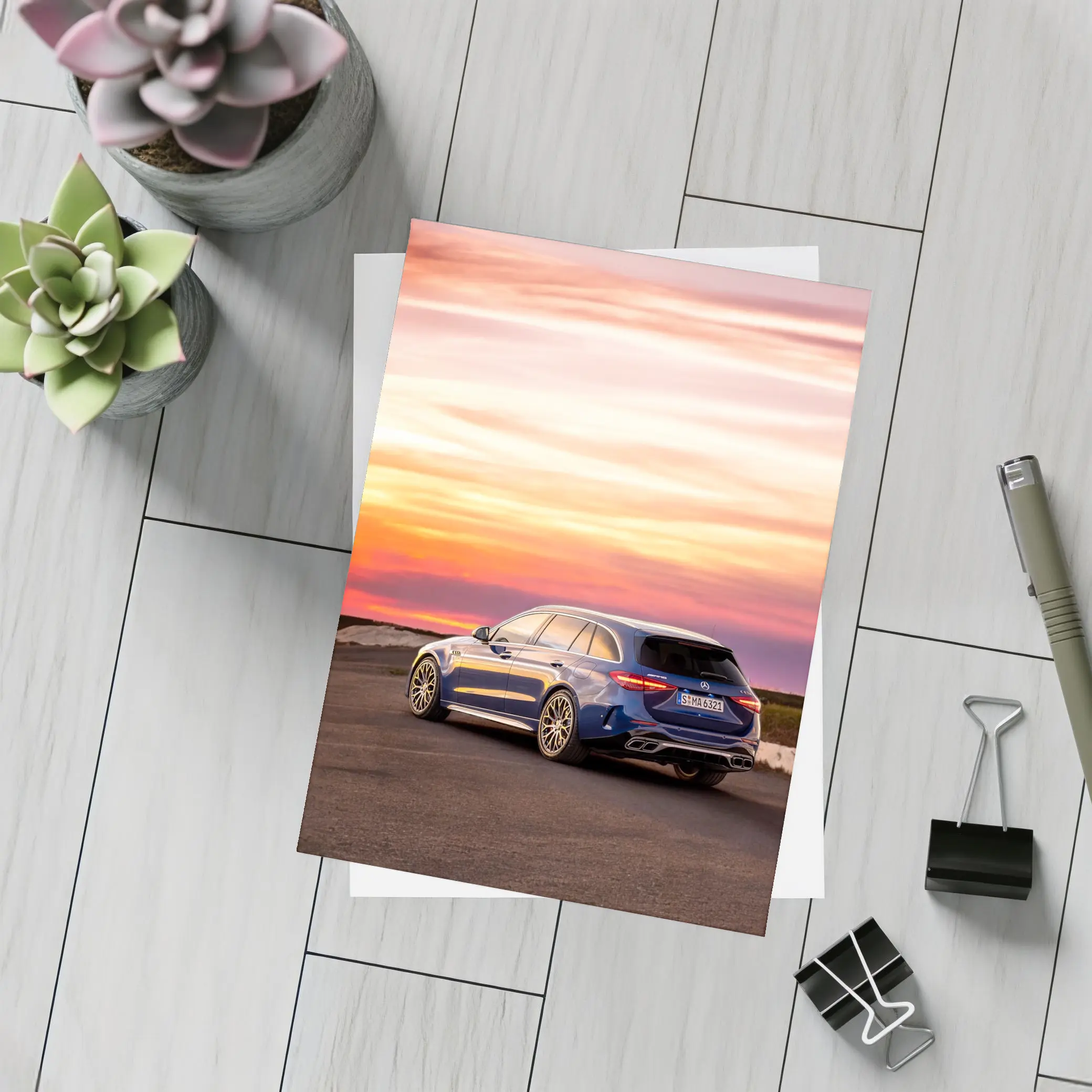 Mercedes AMG C Class Estate Sunset Sky – Postcards