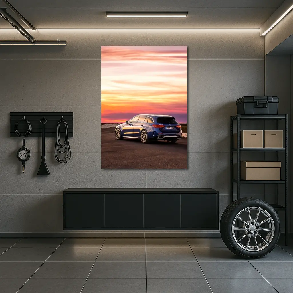 Mercedes AMG C Class Estate Sunset Sky – Wall Art
