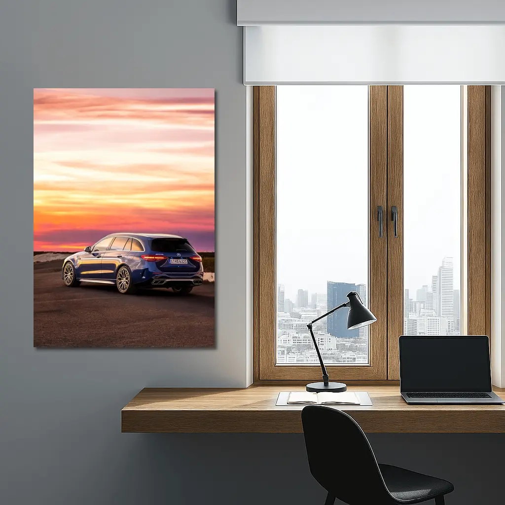 Mercedes AMG C Class Estate Sunset Sky – Wall Art