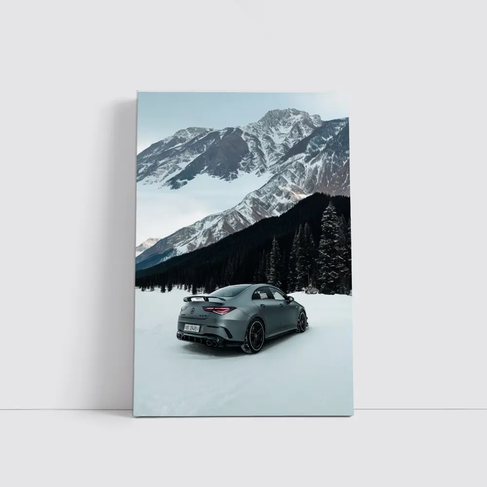 Mercedes AMG CLA Coupe Snowy Mountain Scene – Wall Art