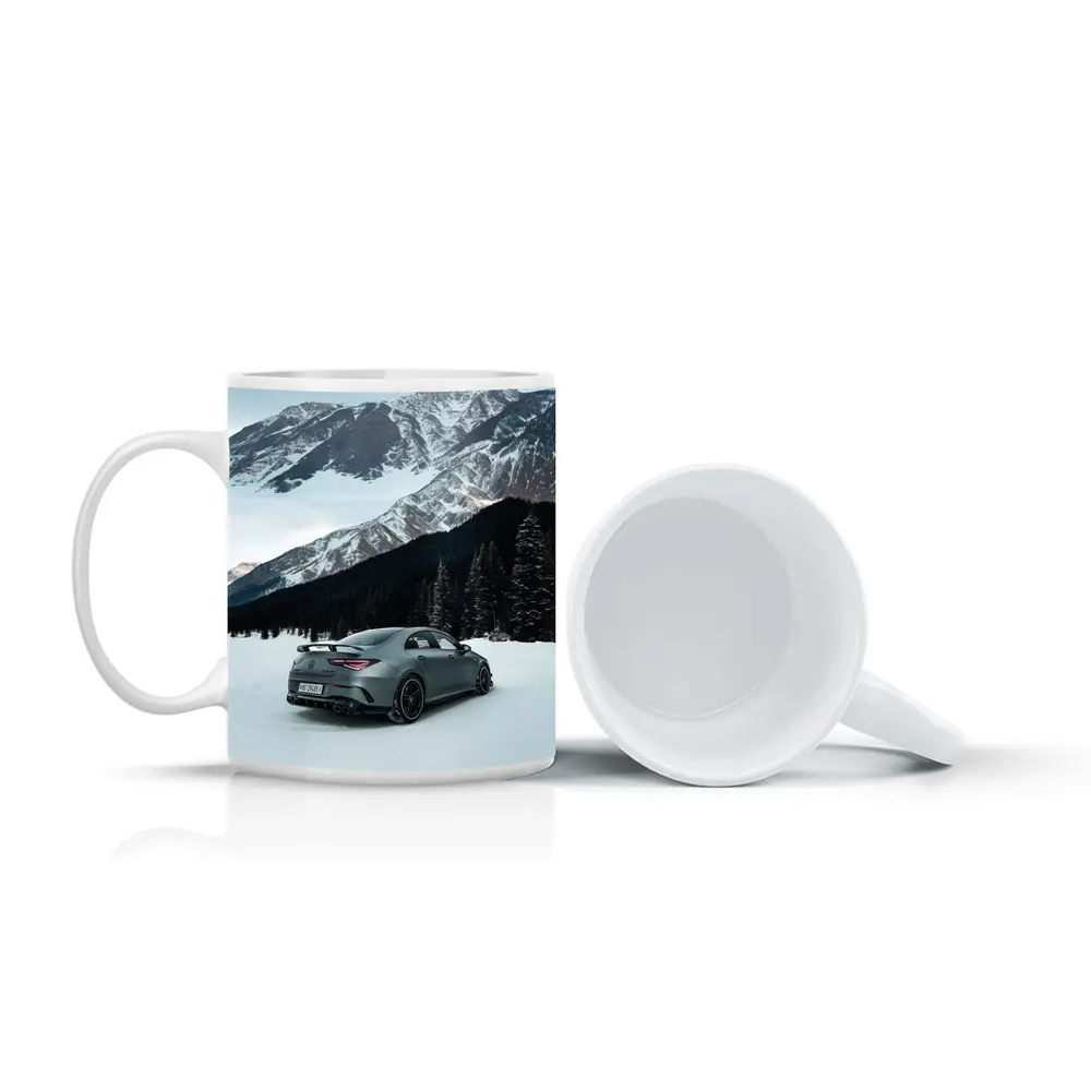 Mercedes AMG CLA Coupe Snowy Mountain Scene – Mugs