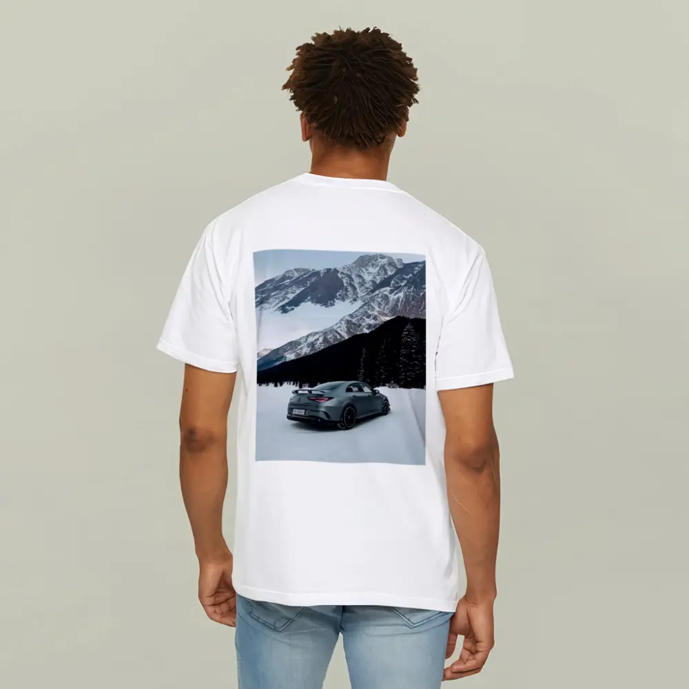 Mercedes AMG CLA Coupe Snowy Mountain Scene – T-Shirts