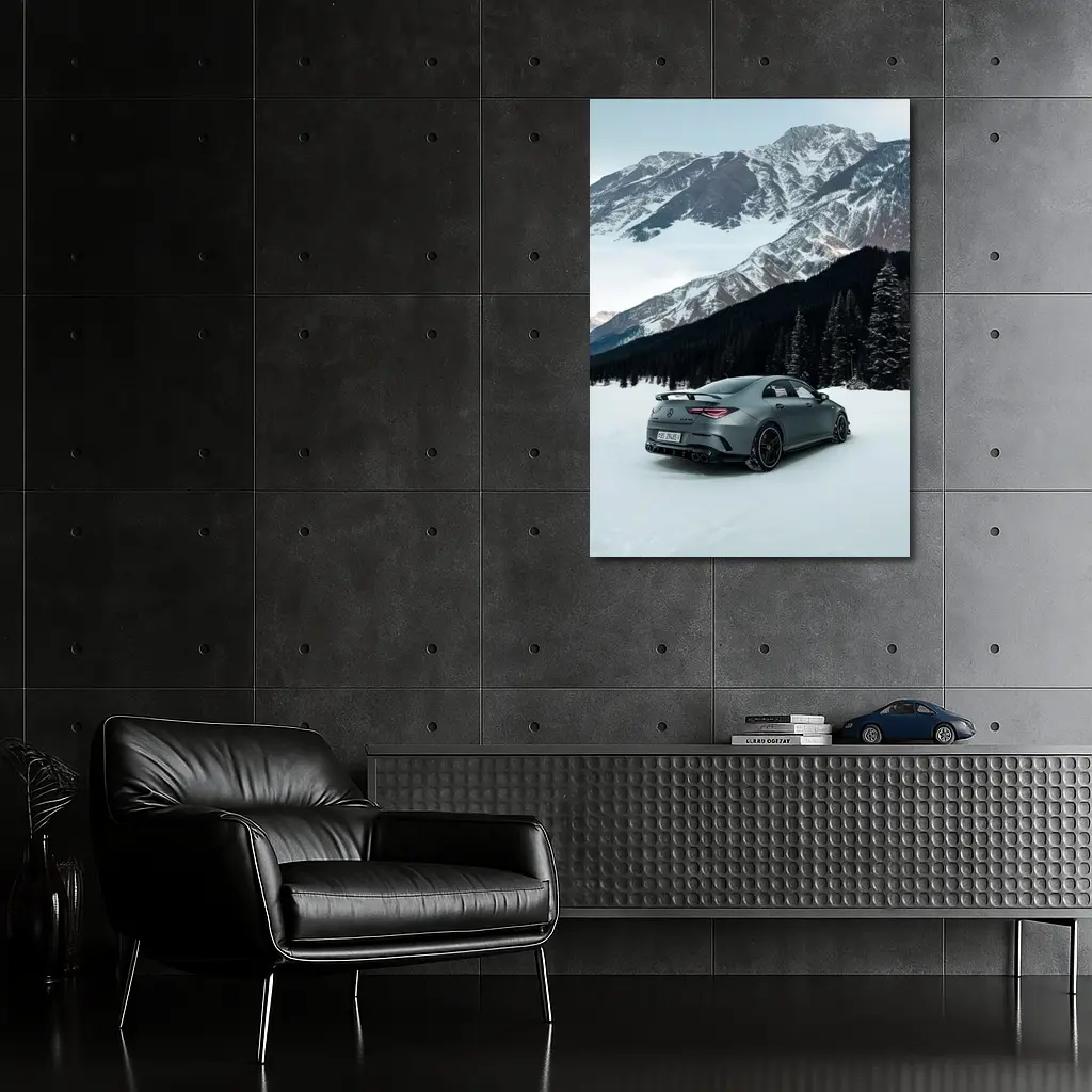 Mercedes AMG CLA Coupe Snowy Mountain Scene – Wall Art