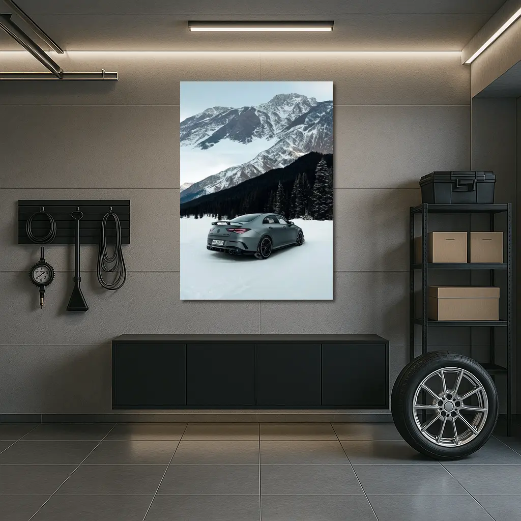 Mercedes AMG CLA Coupe Snowy Mountain Scene – Wall Art