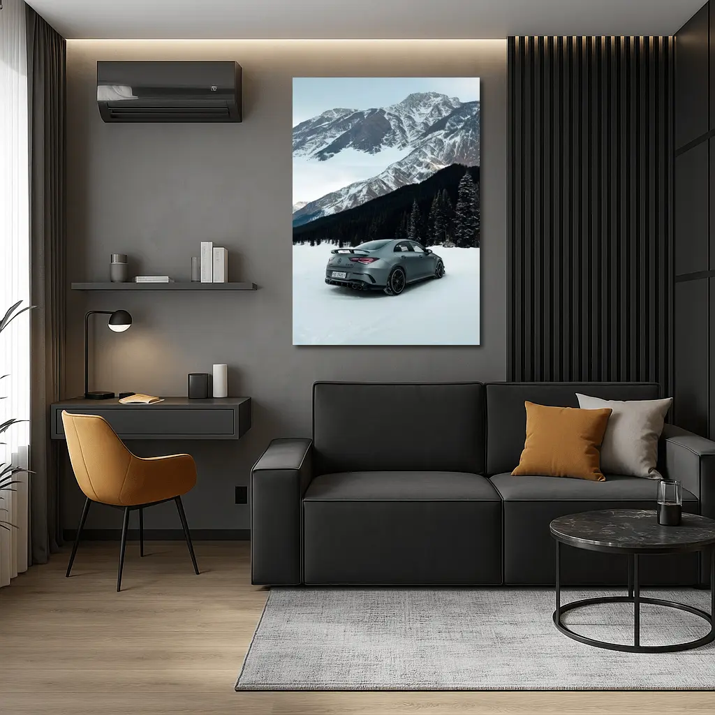 Mercedes AMG CLA Coupe Snowy Mountain Scene – Wall Art