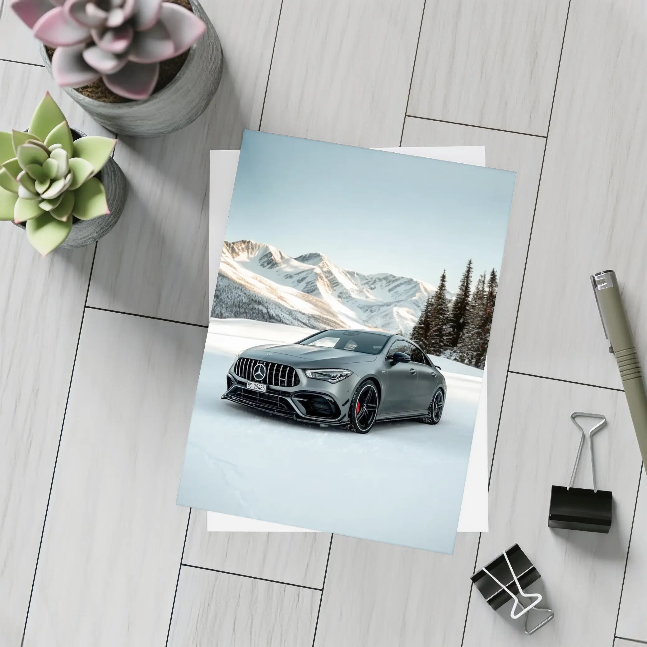 Mercedes AMG CLA Gray Snow Mountain – Postcards