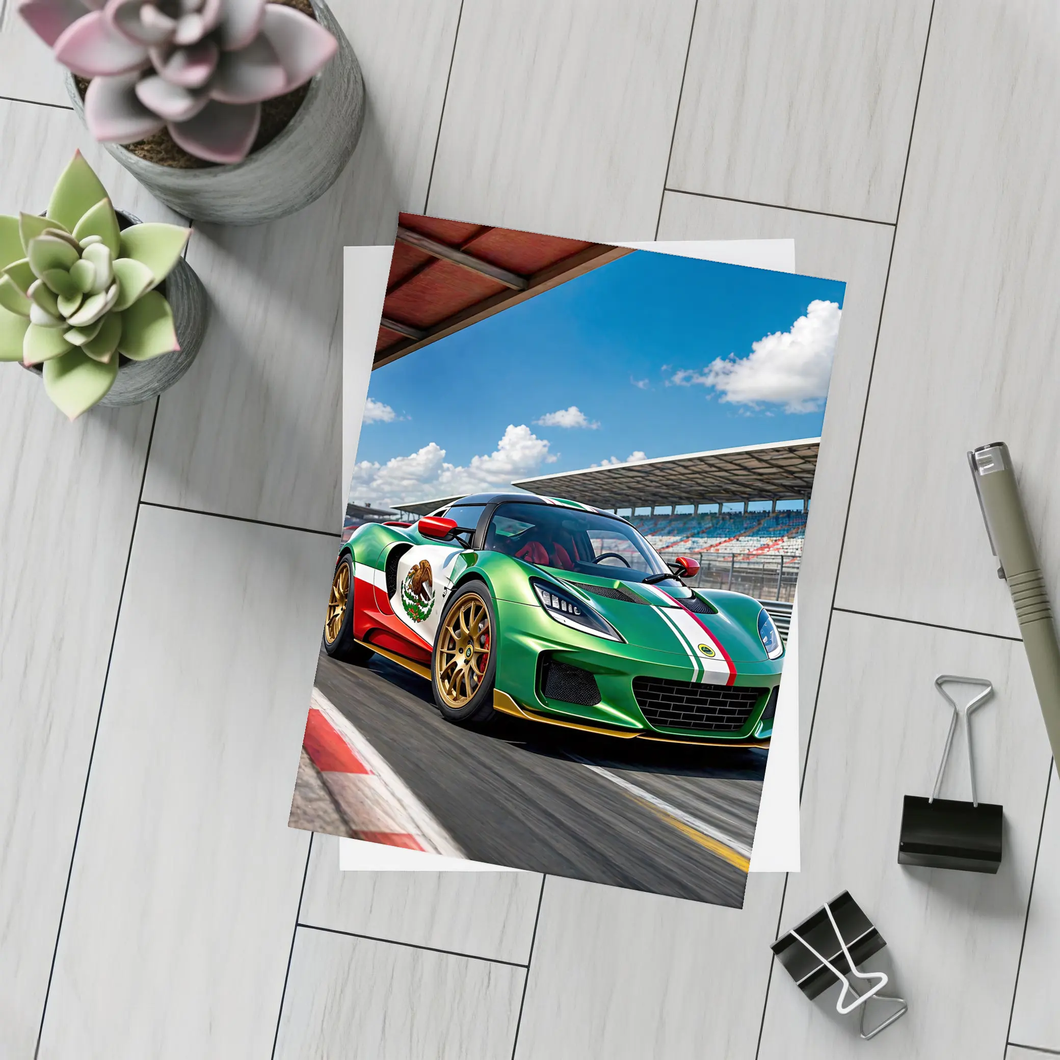 Lotus Exige Mexican Flag Livery Racing Track – Postcards