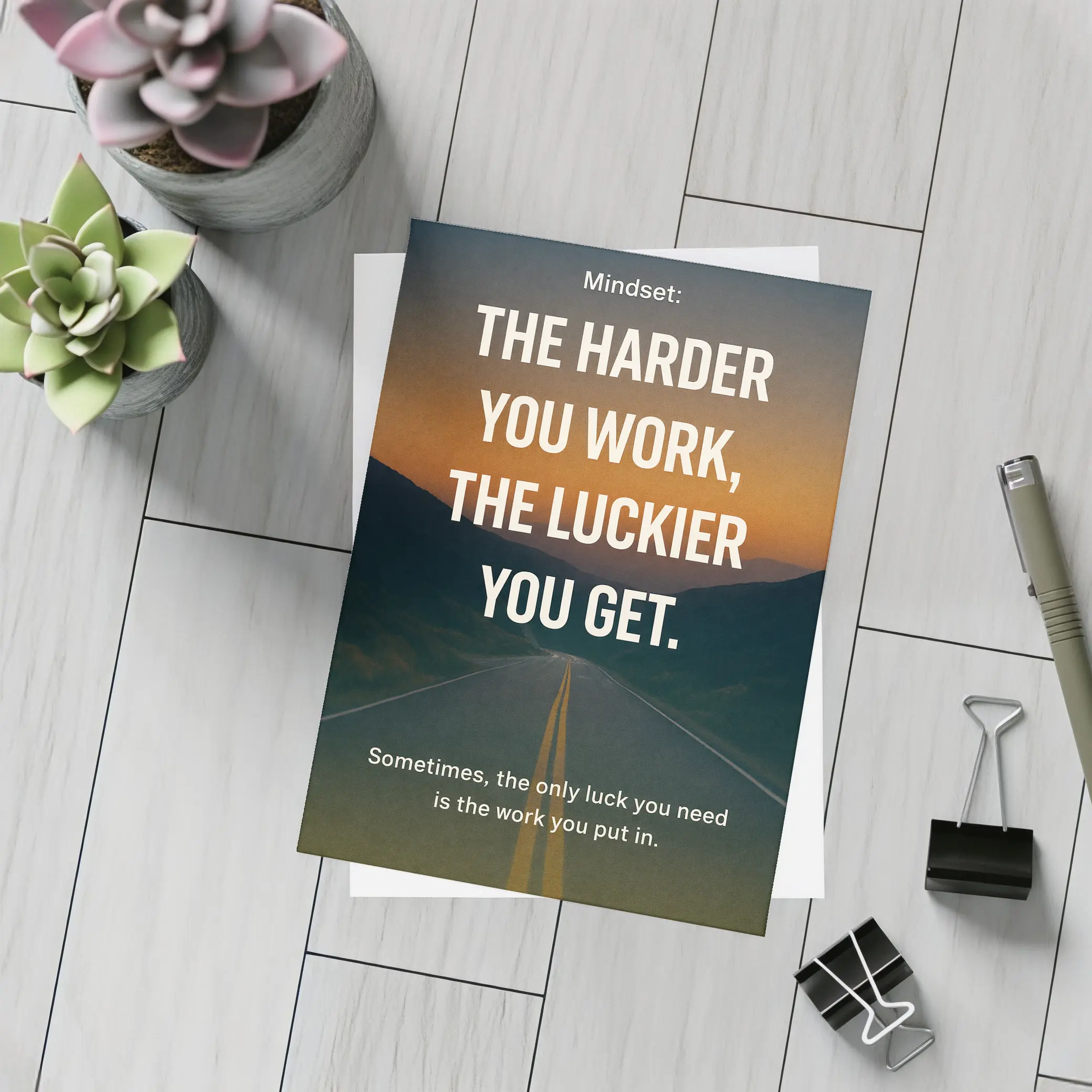 The Harder You Work The Luckier Quote – Postcards