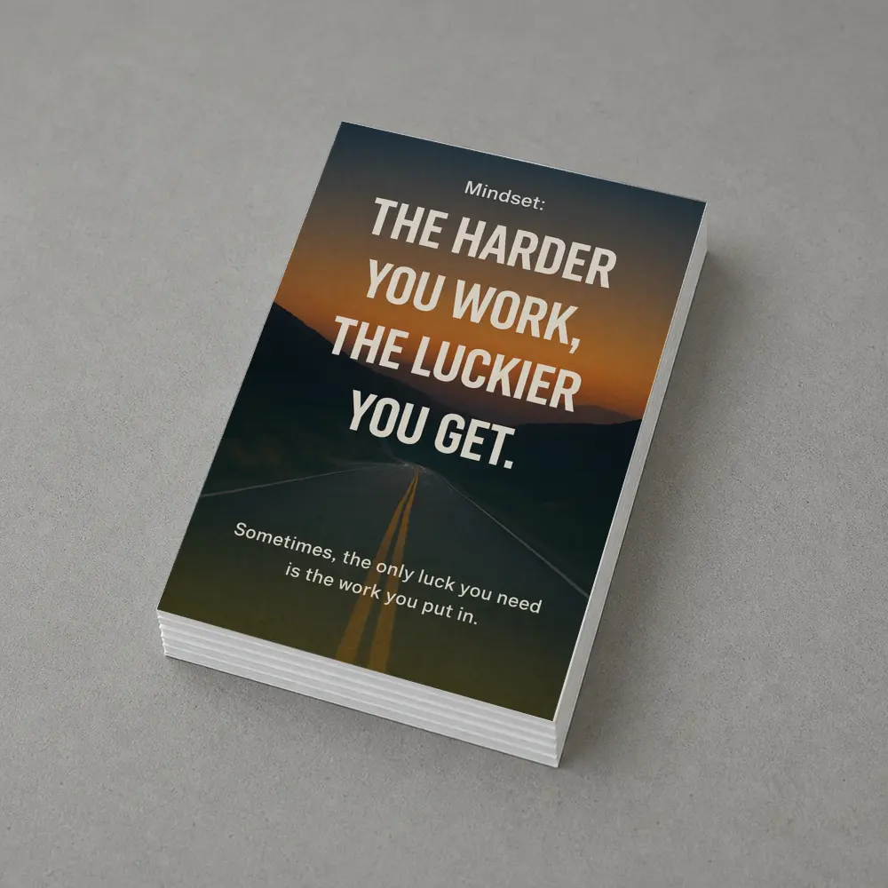 The Harder You Work The Luckier Quote – Postcards