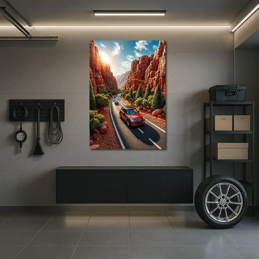 Mini Cooper S Red Canyon Road Drive – Wall Art