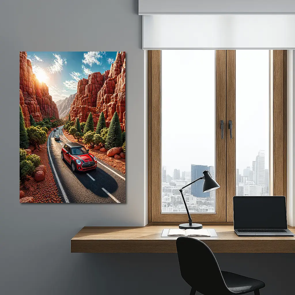 Mini Cooper S Red Canyon Road Drive – Wall Art