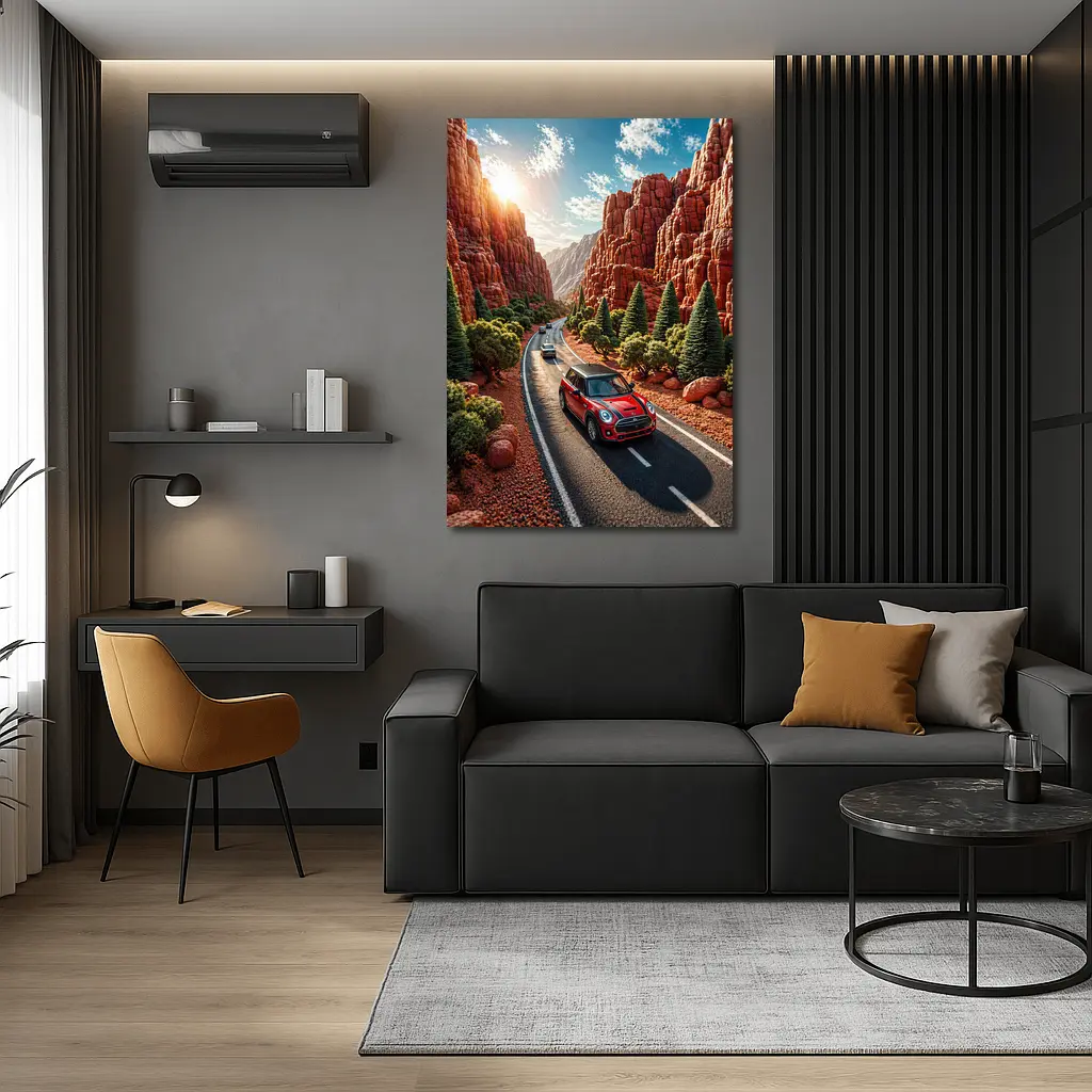 Mini Cooper S Red Canyon Road Drive – Wall Art