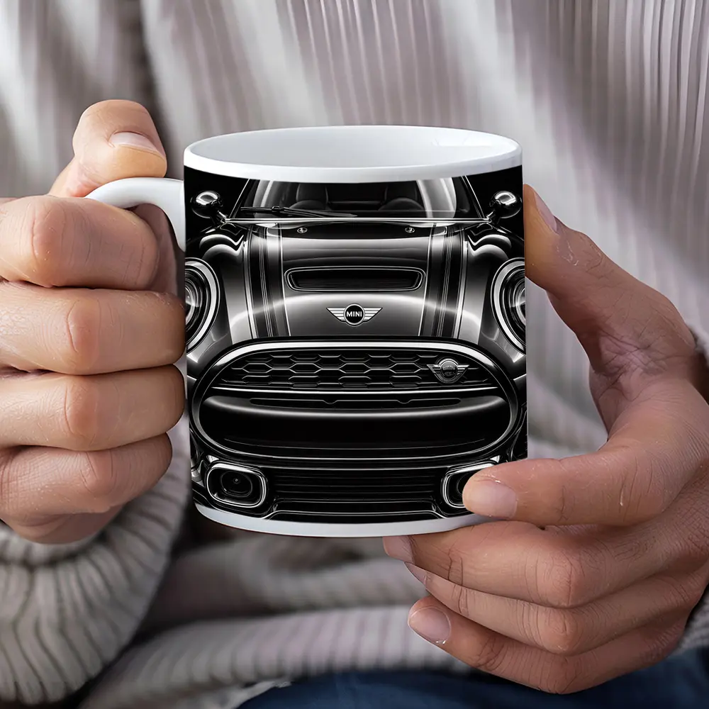 Mini Clubman Front View Dark Background – Mugs