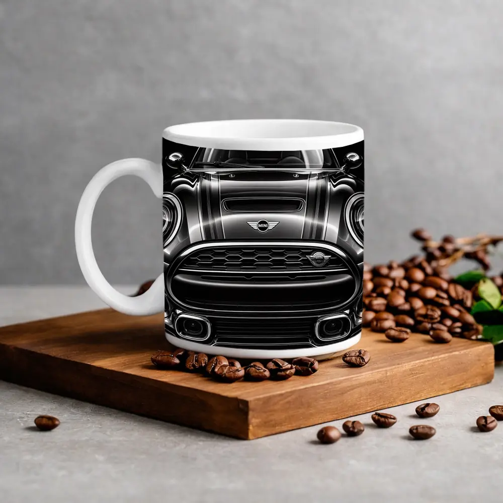 Mini Clubman Front View Dark Background – Mugs