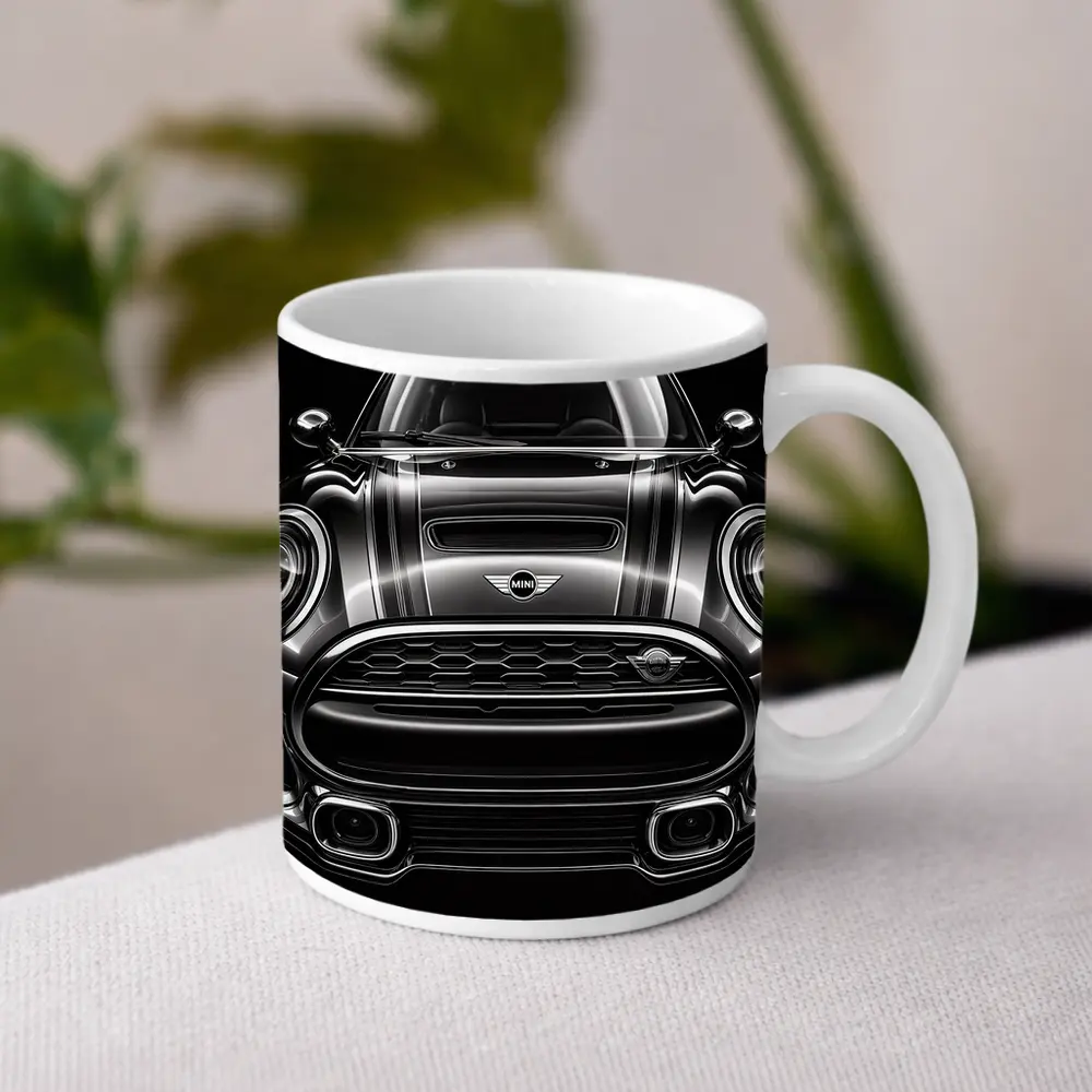 Mini Clubman Front View Dark Background – Mugs