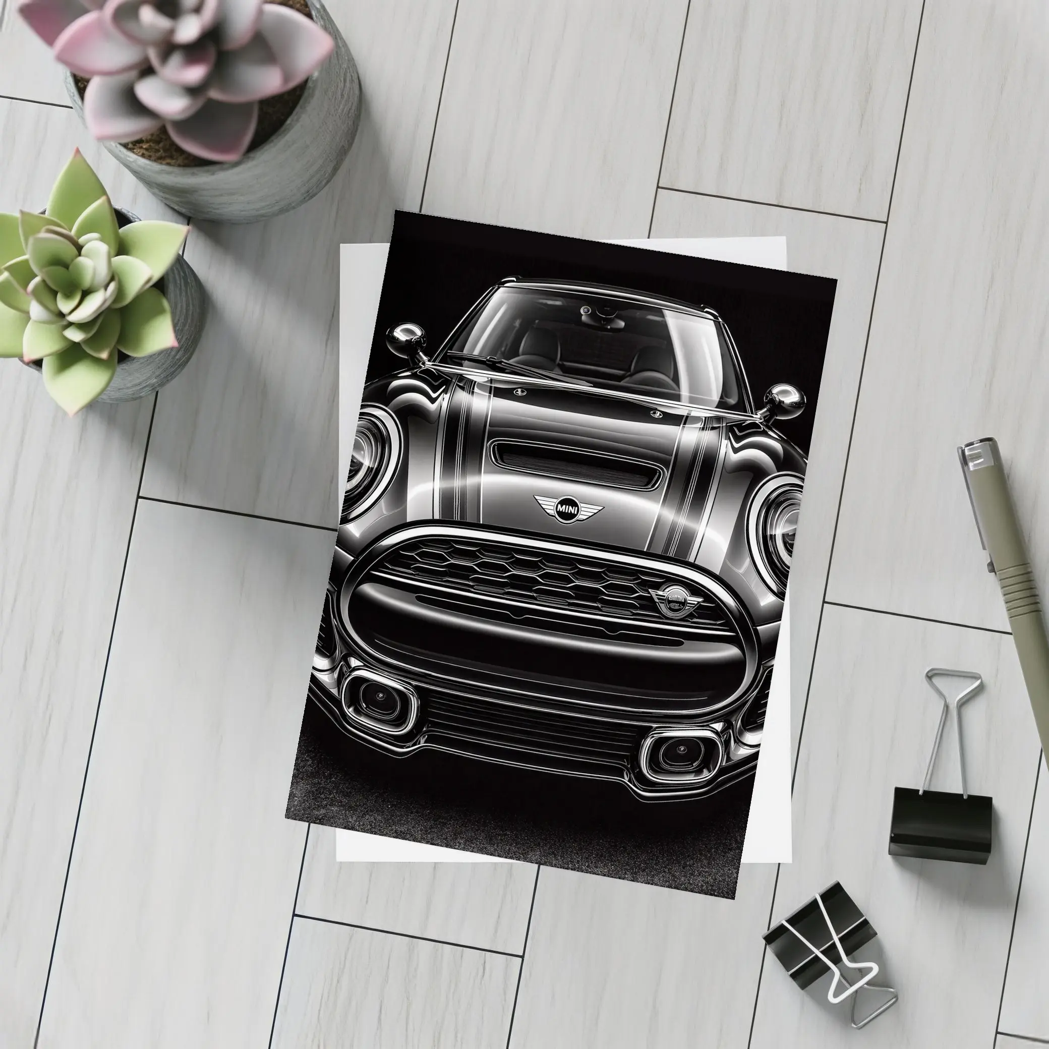 Mini Clubman Front View Dark Background – Postcards
