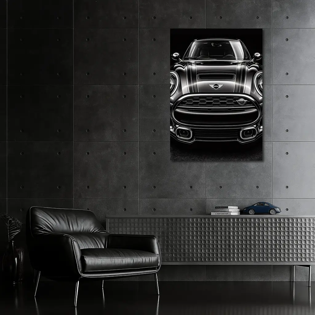 Mini Clubman Front View Dark Background – Wall Art